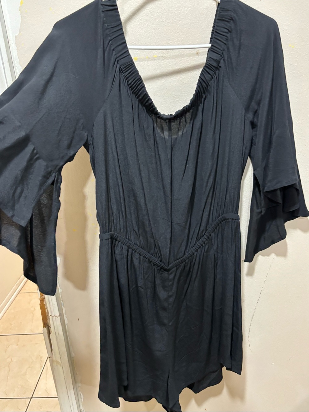 Women’s Black Ruffled V-Neck Romper
